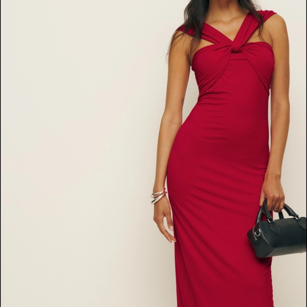 Reformation One Shoulder Scarlet Dress